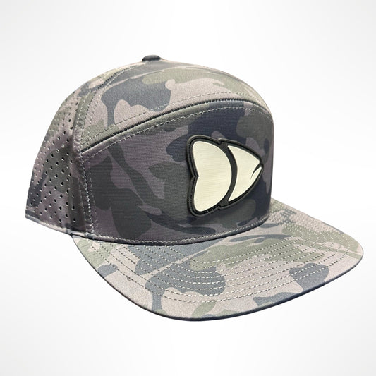 DB Camo Hat 5 Panel Flat Billed Waterproof Snapback Grey Fishing Hat
